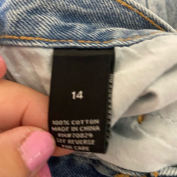 Rue 21 faded asymmetrical snap jeans with flames on the back pocket size 14 - Picture 6 of 6